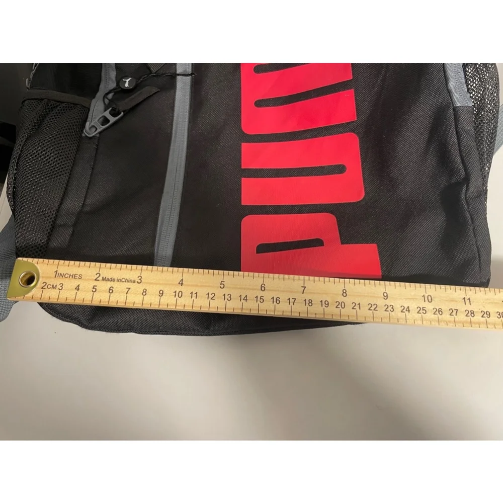 PUMA Wanderer Backpack, Black/Red, gray adjustable straps unisex BTS gym bag